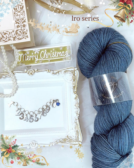 【ウール中細】インディゴ（iro series)ミニ段数カウンターset　100g（糸の宝石箱）